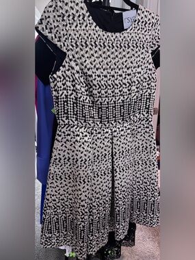 RSVP Black and White Geometric Midi Dress